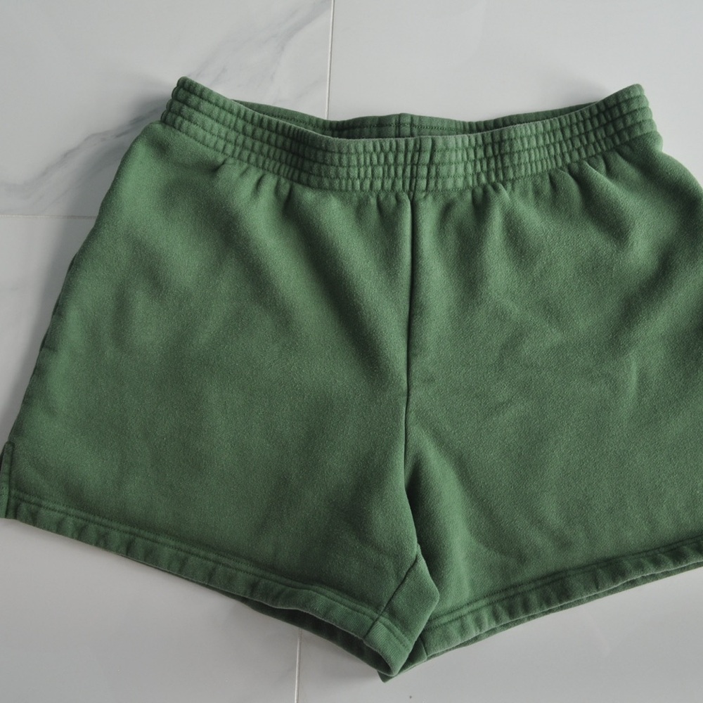 TNA Green Athletic Shorts Elastic Waistband Cotton Blend
